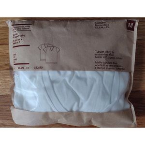 MUJI Men's White V-neck T-Shirt, 2-pack, Size Medium